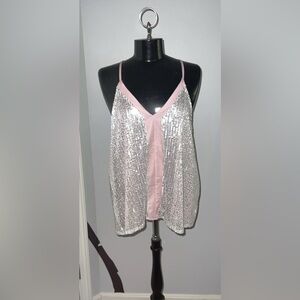 NWOT. Pink/sequined dress tank.